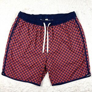 Fair Harbor Swim Shorts Men's XXXL Trunks 8" Red Blue‎ Scales Pockets Beach Pool